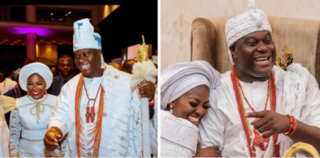 Photo of the Ooni of Ife, Oba Adeyeye Ogunwusi, and his fourth wife, Olori Folashade